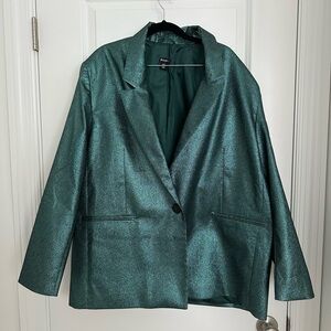Nasty Gal Metallic Teal Blazer Jacket